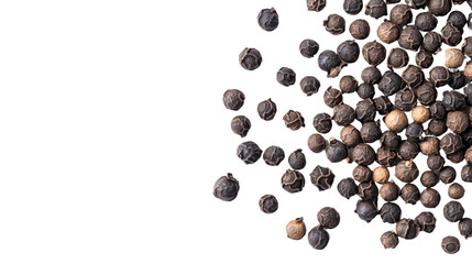 Black beans and black and white pills arranged together, showcasing various spices and ingredients in a closeup, highlighting their contrasting colors and textures