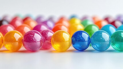 a vibrant collection of colorful plastic balls displayed artfully against a clean white background creating a playful and lively visual perfect for childrens products or decor