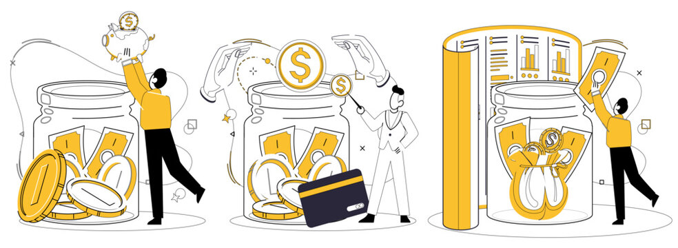 Money management vector illustration. Technology conducts orchestra, and money management principles are musical notes shaping melody Currency flows seamlessly through veins economy when guided