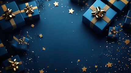 Merry Christmas with winter landscape with snowflakes.