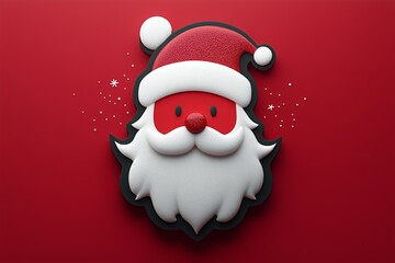A playful 3D illustration of Santa Claus, featuring a minimalist design with a textured red and white color scheme.