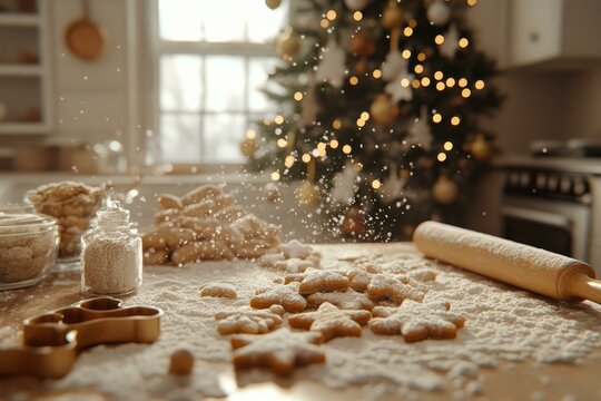 Table with rolling dough