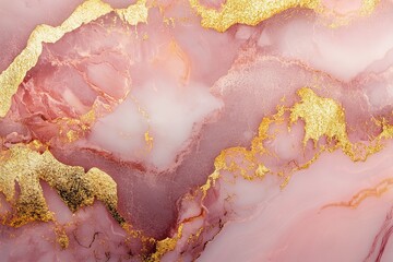 Pink marble texture with gold veins