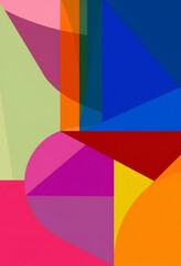 Obraz premium A dynamic abstract composition featuring vibrant, overlapping geometric shapes. The bold colors and layered design create depth and movement, making it perfect for modern and creative visual projects.
