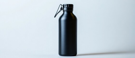 Reusable stainless steel water bottle with smooth matte finish and leak-proof lid, standing upright on a solid white background, ideal for eco-conscious hydration on-the-go