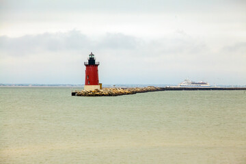 Ferry Passing Delaware Lighthouse © francis