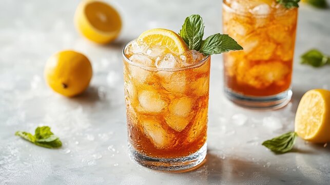 arnold palmer cocktail elegantly presented on a clean white background showcasing the refreshing blend of iced tea and lemonade inviting viewers to enjoy a perfect summer drink