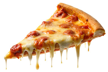 Delicious Slice of Pizza with Cheese Dripping: Perfect for Food Blogs, Menus, and Culinary Presentations