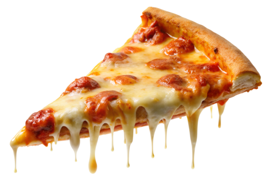 Delicious Slice of Pizza with Cheese Dripping: Perfect for Food Blogs, Menus, and Culinary Presentations