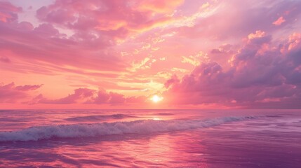 Fototapeta premium Pink and purple sky view at sunset. Amazing sky panorama background