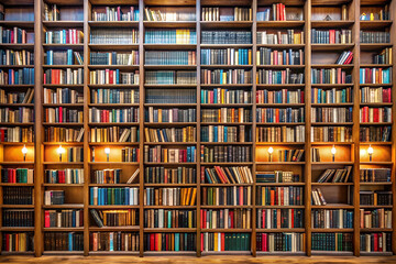 Close-Up View of a Beautifully Organized Book Library with Diverse Genres and Titles Perfect for Promoting Reading Spaces, Educational Resources, and Book Lover's Inspiration.