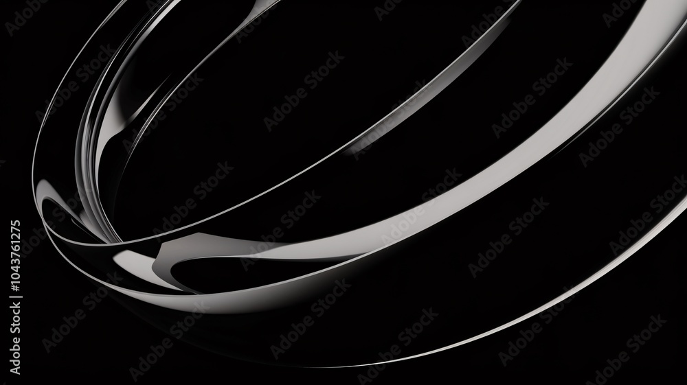 Poster Abstract Circular Movement: A mesmerizing abstract illustration of swirling, interconnected circles in shades of gray, hinting at a dynamic and fluid concept. Perfect for technology, design.