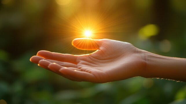 Hand in Sunlight Symbolizing Light and Hope: An Inspirational Image Perfect for Wellness and Motivational Content