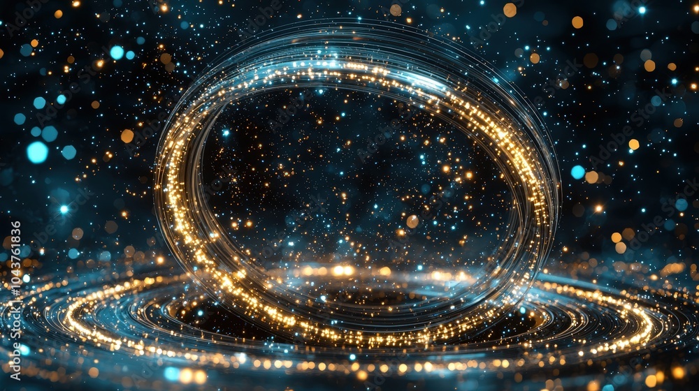 Poster mesmerizing abstract energy swirl with glowing particles in motion