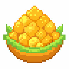 Pixel Art Fresh Pineapple Slice Retro Gaming Fruit Illustration