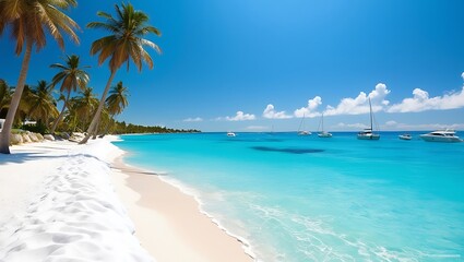Fototapeta premium Beautiful sea coast wallpaper featuring wide sandy beaches and turquoise waters