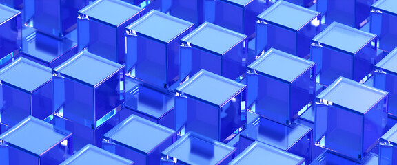 A minimalist isometric grid of blue cubes creating a sense of depth and movement. This abstract design is ideal for contemporary and futuristic visual concepts.