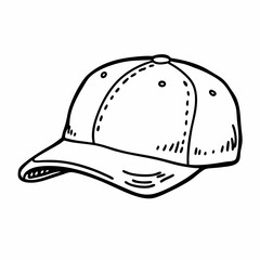 Fototapeta premium Hand Drawn Baseball Cap Illustration Black and White Vector Design