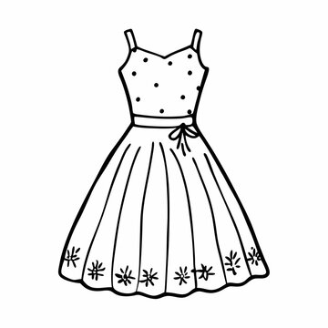 recommend clip art: Stylish Hand Drawn Polka Dot Summer Dress Illustration Fashion Sketch Design