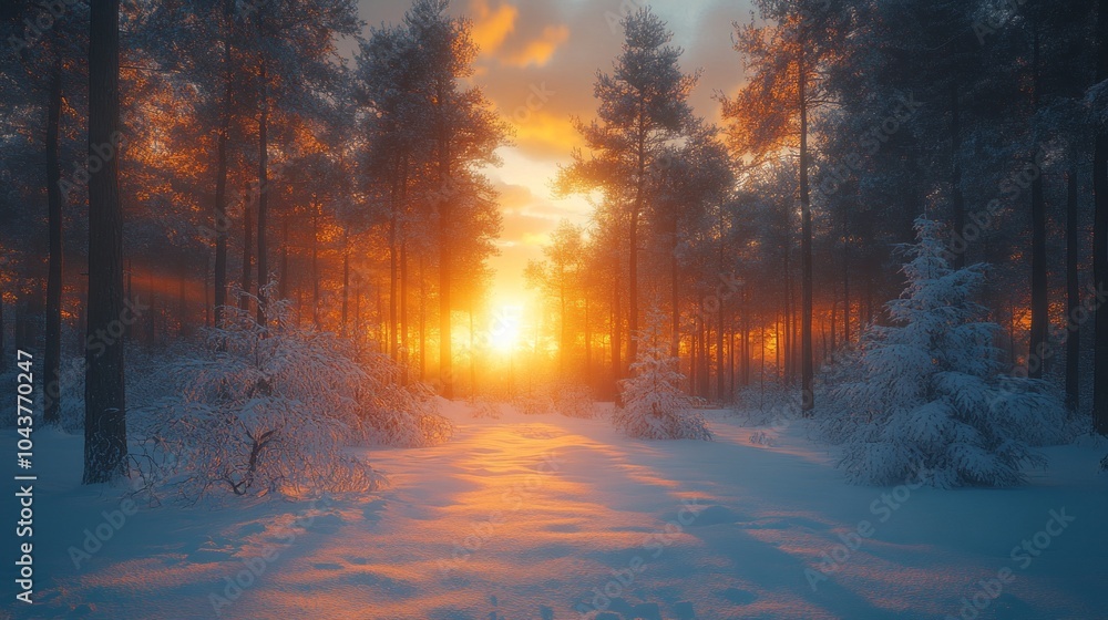 Poster A forest with snow and trees in the background