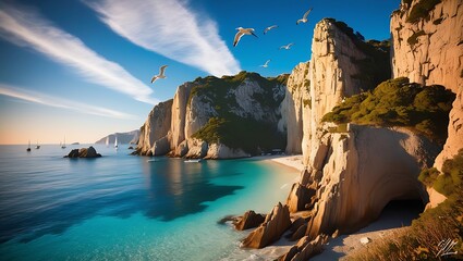 Majestic sea coast wallpaper featuring stunning coastal views and peaceful waters