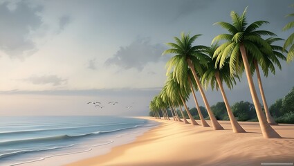 Obraz premium Majestic sea coast wallpaper highlighting golden sands and gentle sea breezes