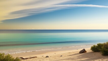 Obraz premium Majestic sea coast wallpaper with white sandy shores and turquoise waters