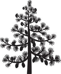 Pine tree silhouette illustration vector .