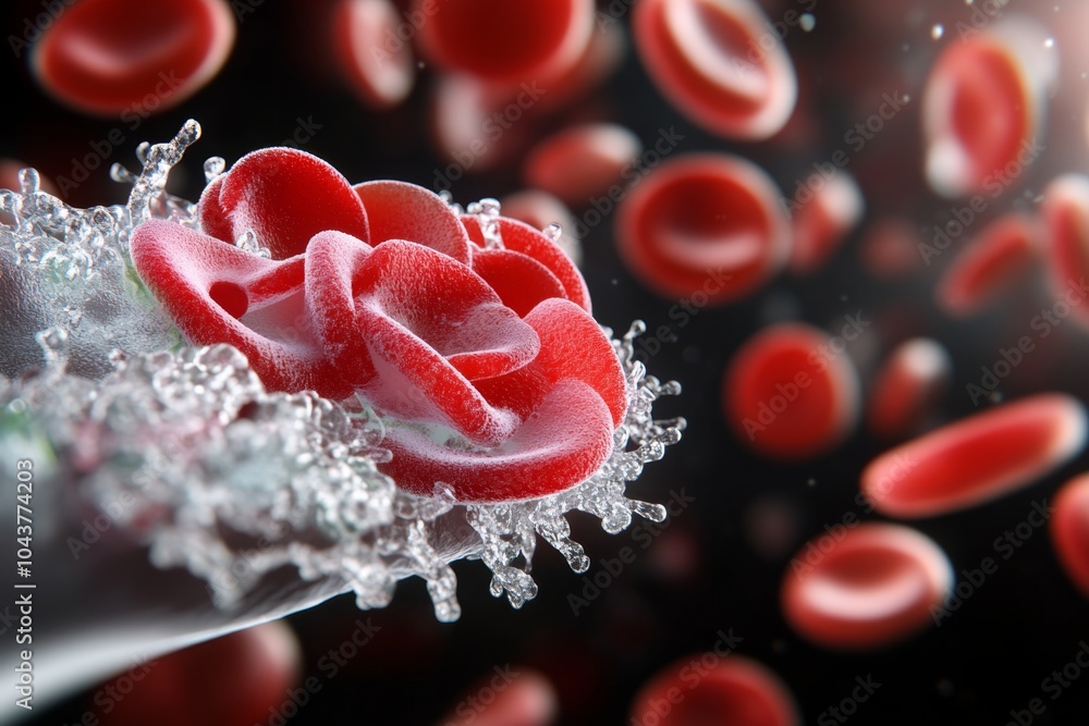 Poster abstract minimalist design of a platelet cluster, with soft shapes and subtle gradients showing plat