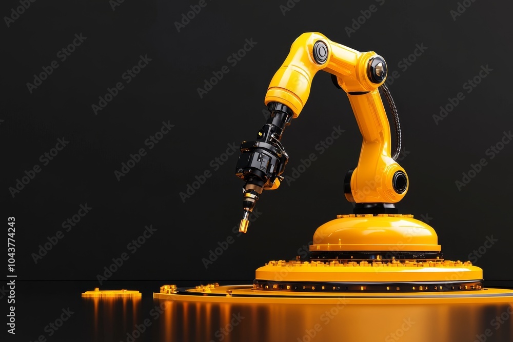 Poster Abstract minimalist design of a robotic arm, with smooth, simple shapes capturing the precision and functionality of industrial automation