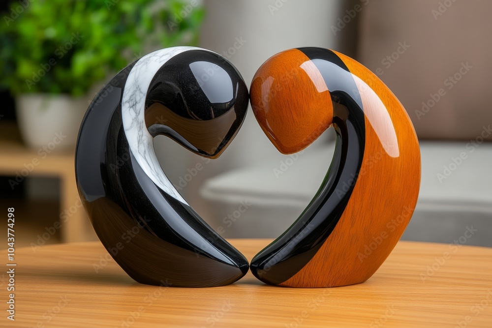 Poster Abstract minimalist design of two figures embracing, representing appreciation and connection with soft, clean lines