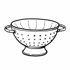 Hand Drawn Colander Vector Illustration for Kitchen and Culinary Designs