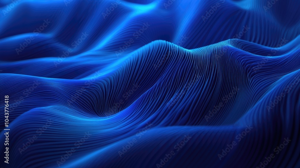 Poster a dynamic abstract blue background with flowing shiny lines and gradient tones, offering a contempor