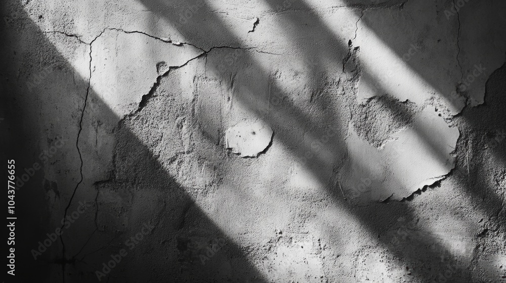 Poster textured stucco wall exhibiting subtle shadows and fine cracks, creating a visually rich and invitin