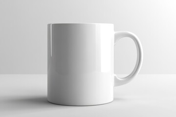 Fototapeta premium Minimalist Blank Mug Mockup on Clean White Desktop with Soft Light Background