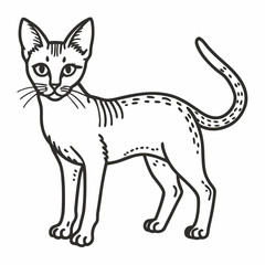 Fototapeta premium Elegant Cat Line Art Illustration Minimalist Vector Design of a Standing Feline