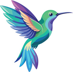 Obraz premium hummingbird and flower A strikingly colorful hovering Bird vector illustration Hummingbird cartoon design 