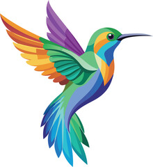Obraz premium hummingbird and flower A strikingly colorful hovering Bird vector illustration Hummingbird cartoon design 