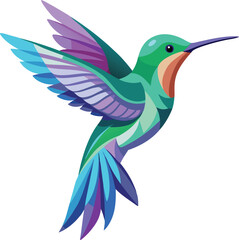 Obraz premium hummingbird and flower A strikingly colorful hovering Bird vector illustration Hummingbird cartoon design 