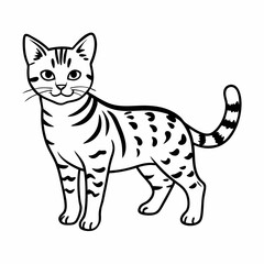 Obraz premium Bengal Cat Outline Vector Striped Pet Illustration for Modern Design