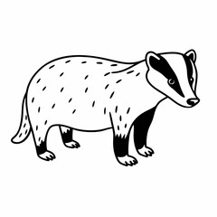 Fototapeta premium Hand Drawn Badger Illustration in Black and White Perfect for Wildlife and Nature Themed Designs