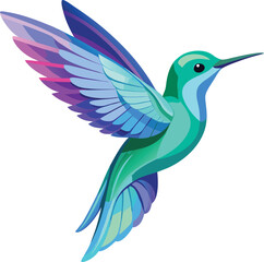 Obraz premium hummingbird and flower A strikingly colorful hovering Bird vector illustration Hummingbird cartoon design 