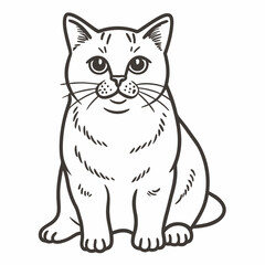 Obraz premium Adorable Sitting Cat Line Art Cute Pet Illustration for Animal Lovers