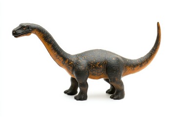 Dinosaur Toy. Plastic Diplodocus Toy for Kids with Copy Space on White Background