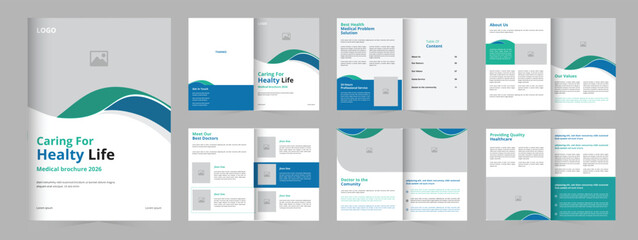 Healthcare Medical Brochure Template, 12 page design brochure design template
