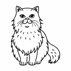 Obraz premium Fluffy Persian Cat Line Art Illustration for Pet Lovers