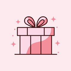 Gift box flat vector illustration. Birthday, New Year and Merry Christmas gift box