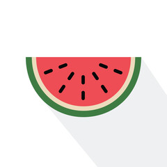 Watermelon slice vector illustration. Color vector illustration of a watermelon slice. Isolated on a white background
