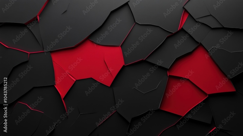 Poster abstract geometric pattern with black and red layers creating a modern textured background