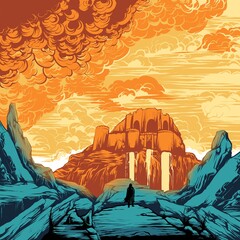 sunset in the desert